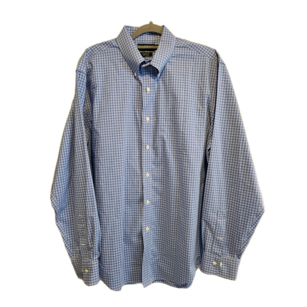 RalphLauren Classic Fit 100% Cotton Button Down Shirt Blue Plaid 17.5 36/37 NWOT